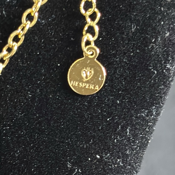 Hespera Dainty Northern Star Orb Charm Gold Tone Necklace Rhinestone - Picture 6 of 9